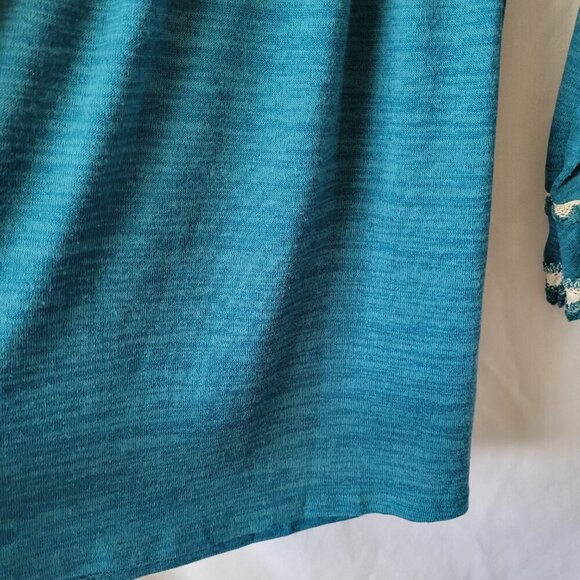 WinWin Top Double Lace teal turquoise Hippie Peasant bell slv Small Medium Y2k - Picture 5 of 8